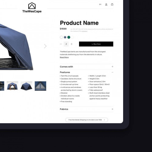 Custom WooCommerce Website for Outdoor Tent Brand – TheWesCape screenshot 1