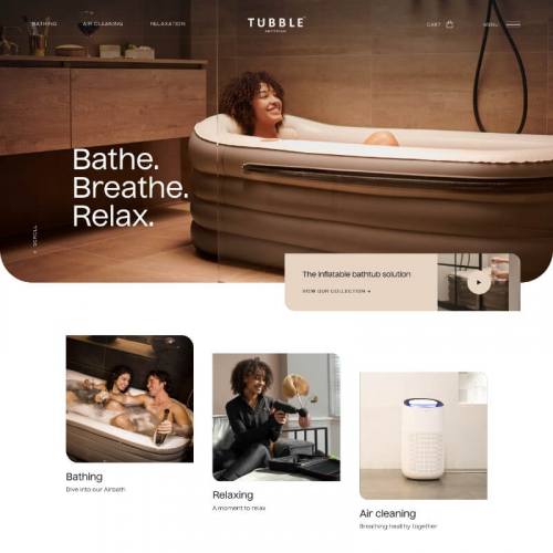 Tubble Inflatable Bathtub – WooCommerce Website Design screenshot 3