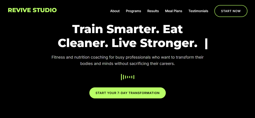 Revive Studio | Fitness & Nutrition Coaching Landing Page by ElevatePros screenshot 1