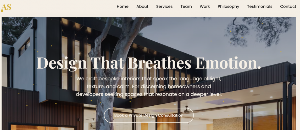 AuraSpaces Interior Design | Modern Luxury Landing Page by ElevatePros screenshot 1