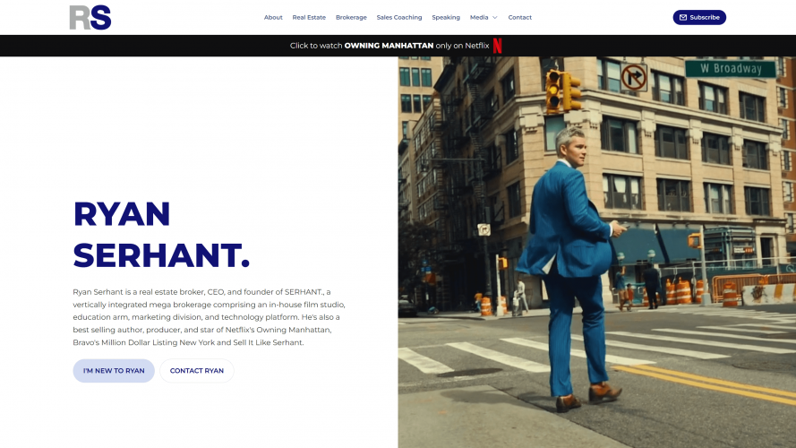 Ryan Serhant Website Design screenshot 1