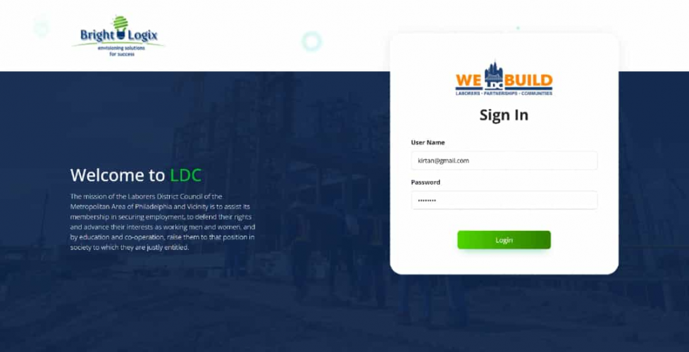 Laborers District Council (LDC)Workflow & Reporting Portal screenshot 1