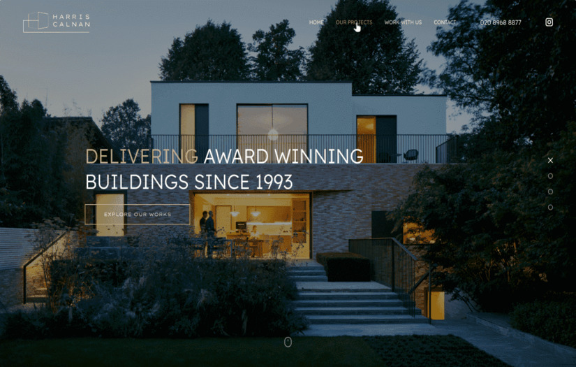 Website for a high end real estate development company screenshot 1