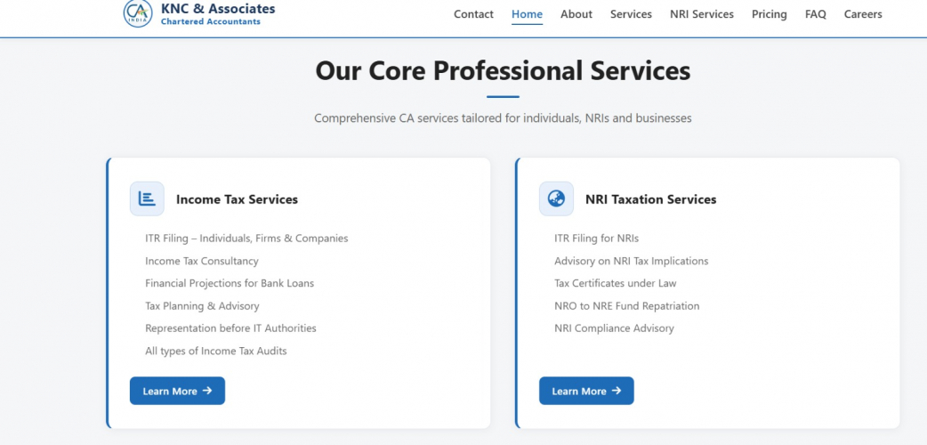 KNCA Chartered Accountant Firm Website Development screenshot 4
