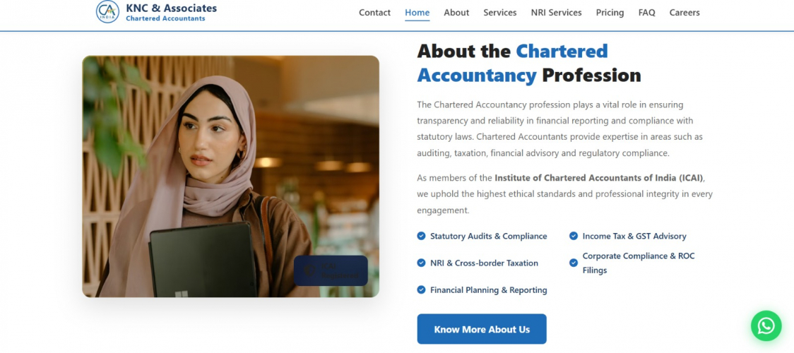 KNCA Chartered Accountant Firm Website Development screenshot 3