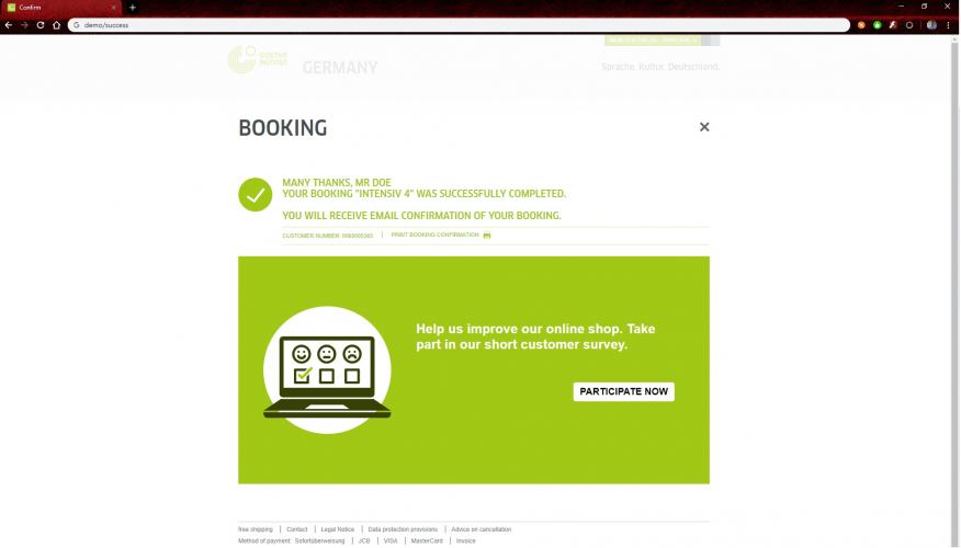 Course booking and payment system screenshot 2