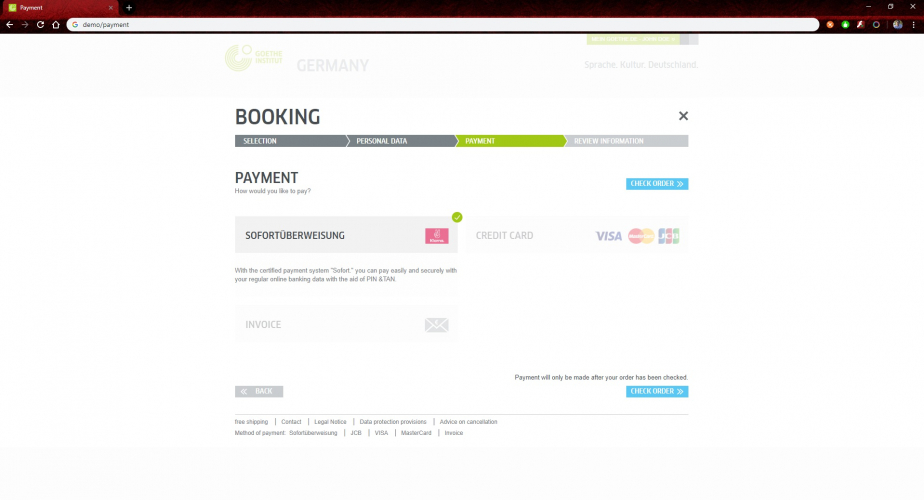 Course booking and payment system screenshot 3