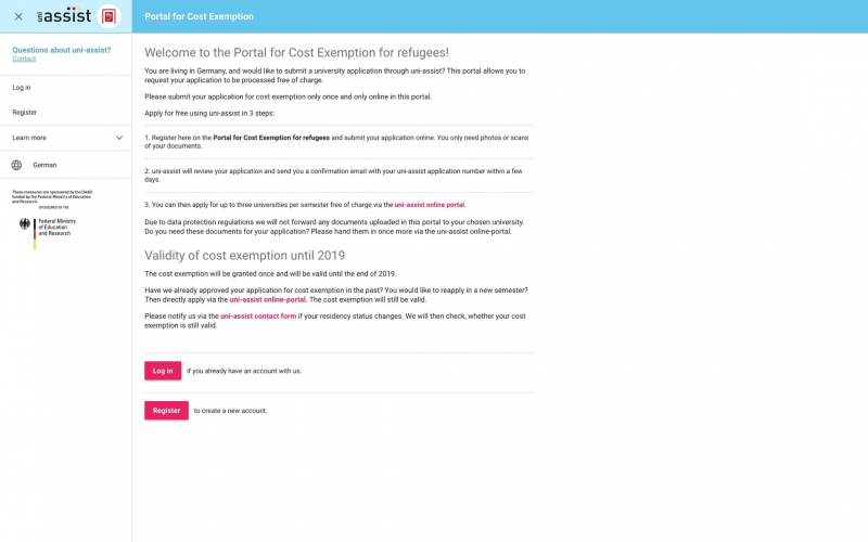 University admission assistance for refugees screenshot 2