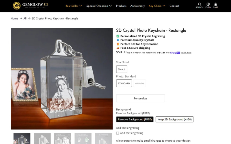 CrystalEngrave CMS – Personalized 3D Crystal Order & Production Management Website screenshot 1