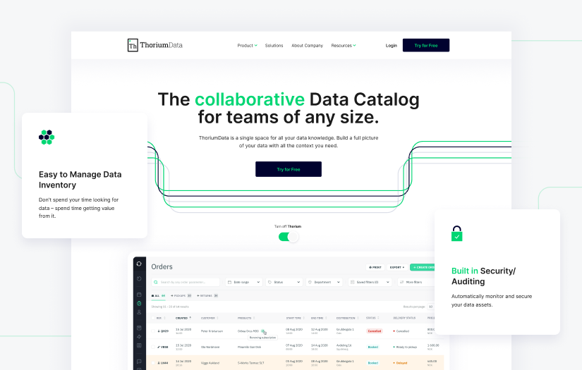 Thorium Data website development screenshot 1