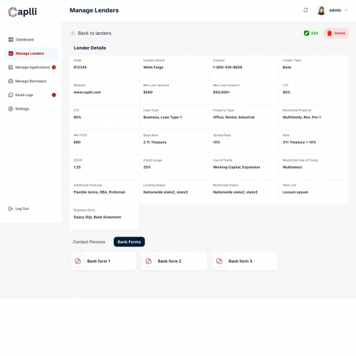 Cappli Loan Tracking Web Application screenshot 2