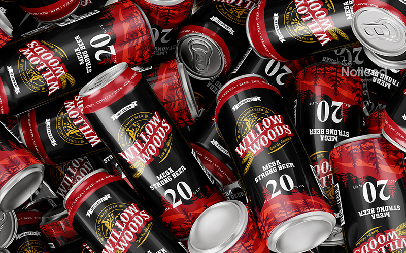 Custom Mega Strong Beer Can Packaging Design for Willow Woods Brand, Malayasia  screenshot 4