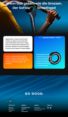 SoFlow – SO ONE PRO Electric Scooter Website Design screenshot 4