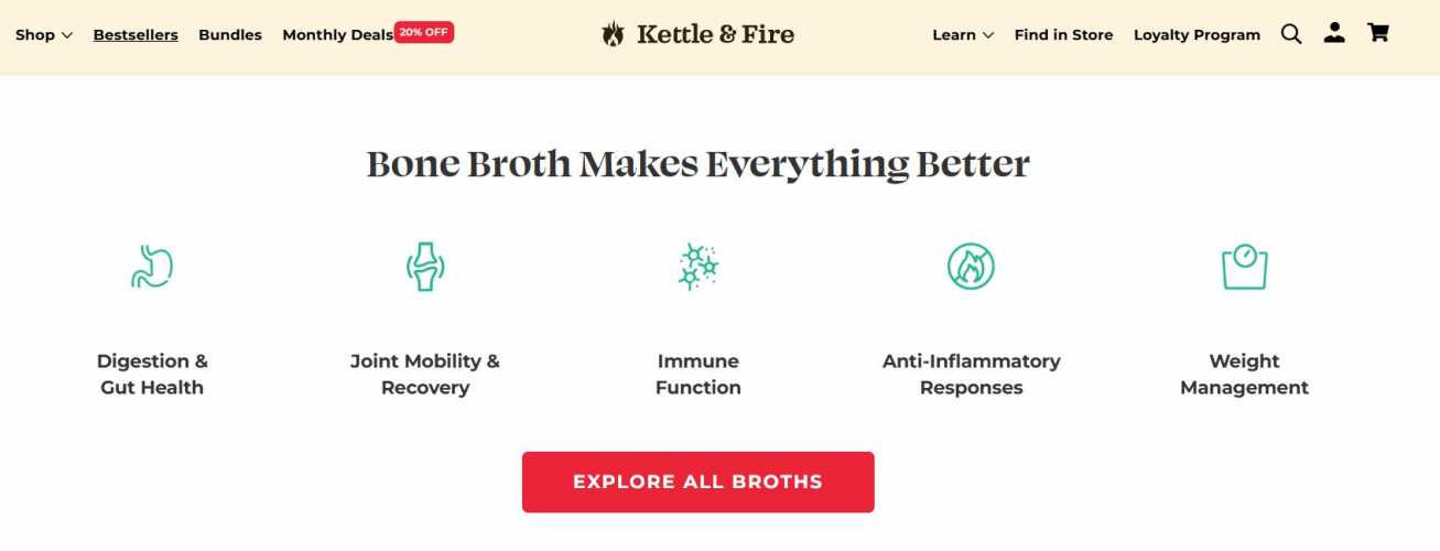 Kettle & Fire – E-Commerce Website Redesign screenshot 2