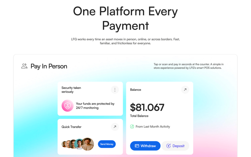 LFG - Blockchain-Powered Global Payments Fintech Website screenshot 4