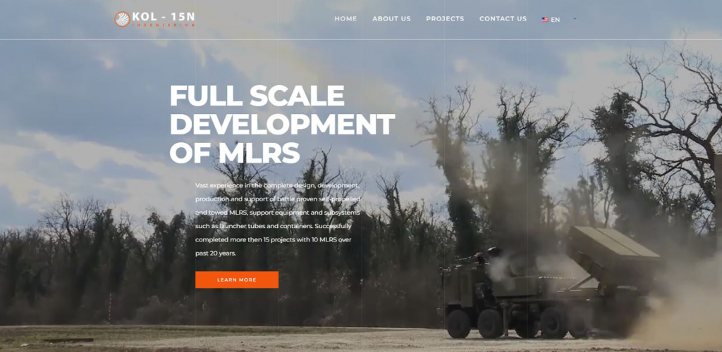 Web Development for MLRS Manufacturer - KOL-15N screenshot 1