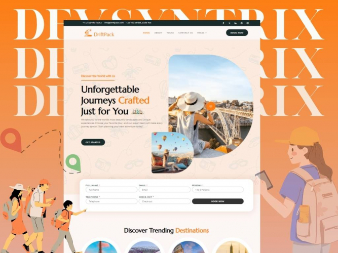 DriftPack – Tour & Travel Destination Website screenshot 1