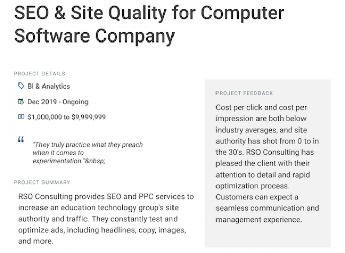 SEO & Site Quality for Computer Software Company screenshot 1