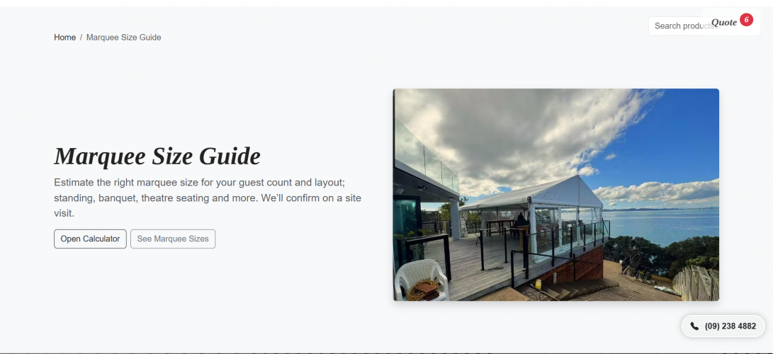 Silver Fern Marquees Web app and SEO screenshot 3