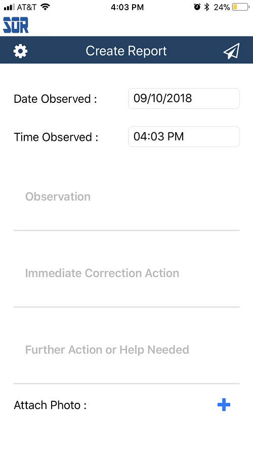 Safety Observation Report (SOR) App for Fortune 500 client screenshot 1