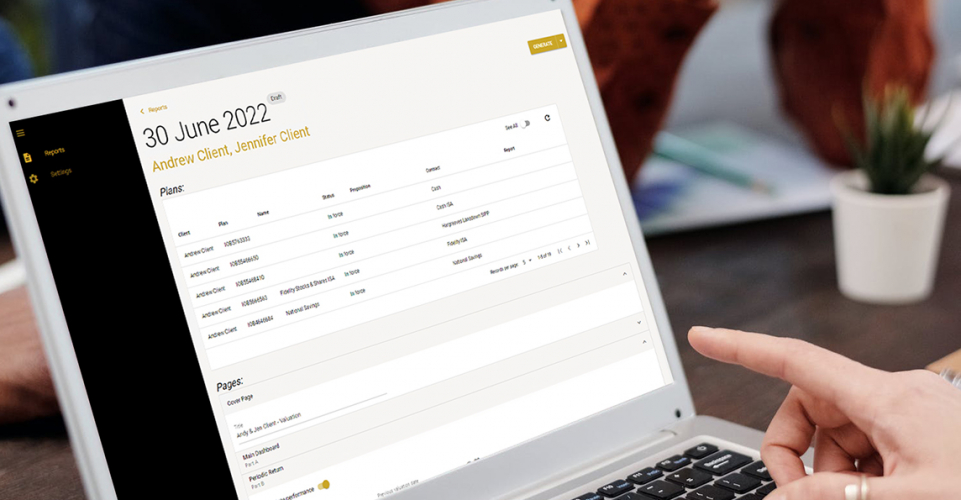 Client wealth reporting application screenshot 1