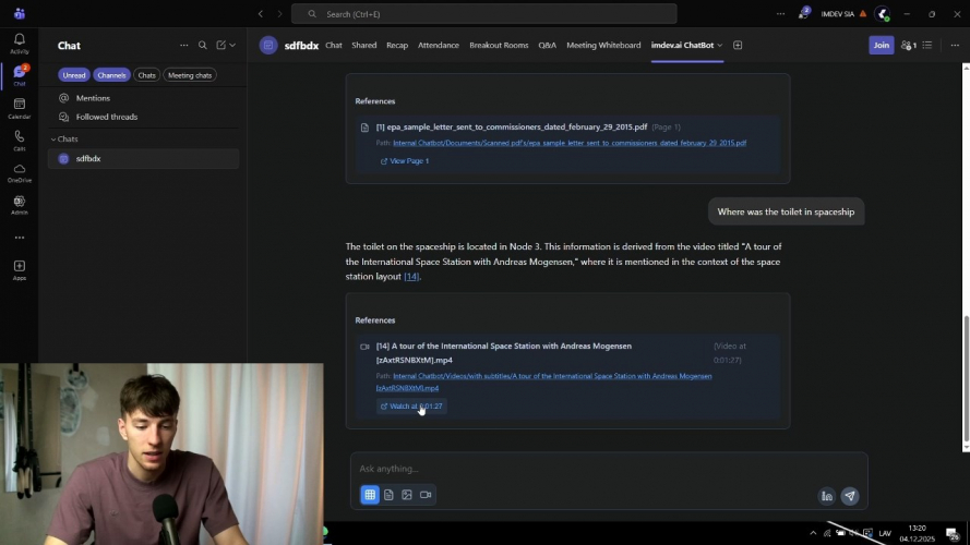 A company-owned, secure internal chatbot retrieving docs from cloud screenshot 1