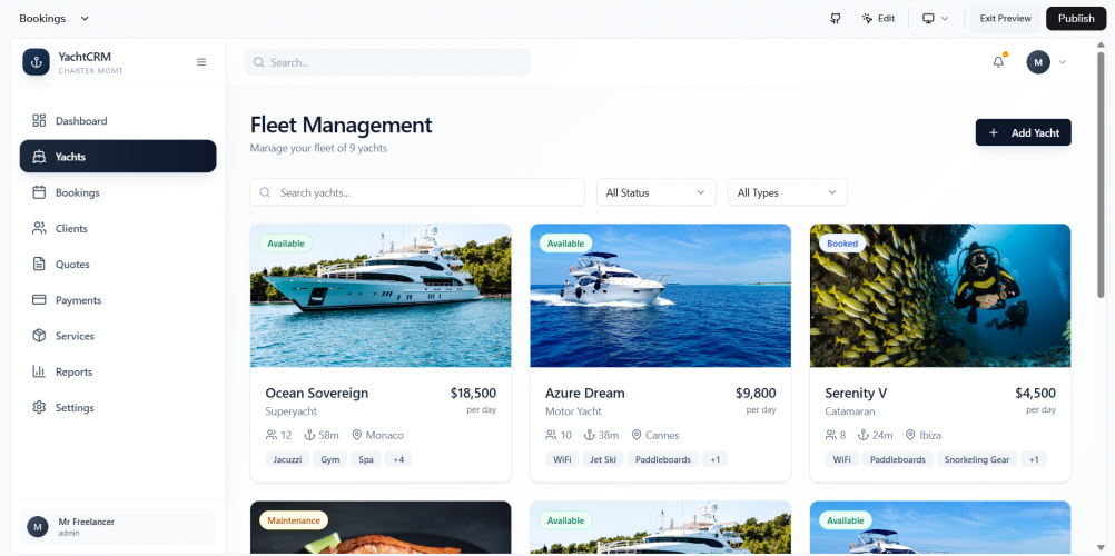 YachtBooking: Custom Yacht Booking CRM Platform screenshot 4
