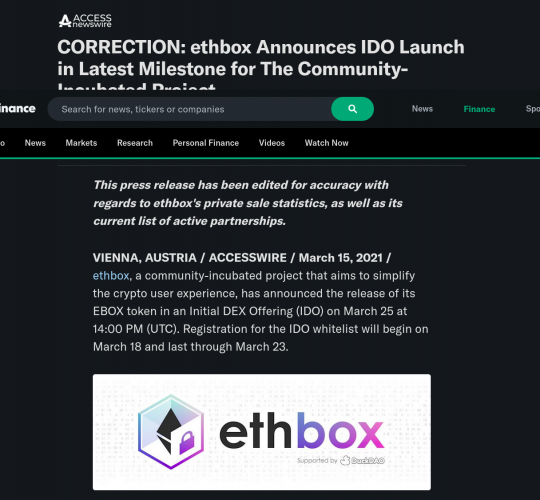ETHBox Token Launch Content Marketing Support screenshot 1