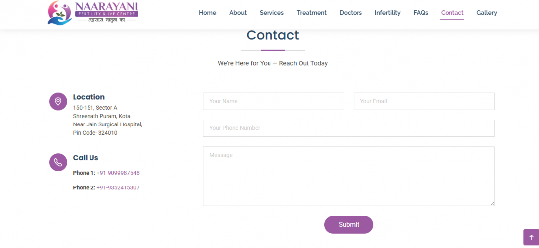 Naarayani Fertility Clinic Website & Hospital Management System Development screenshot 2