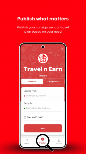 Travel n Earn – Peer-to-Peer Parcel Delivery & Earning Platform screenshot 3