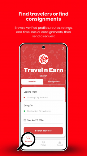 Travel n Earn – Peer-to-Peer Parcel Delivery & Earning Platform screenshot 4