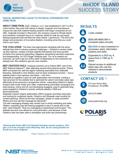 Rhode Island Manufacturer SEO Case Study - by NIST & Polaris MEP screenshot 1