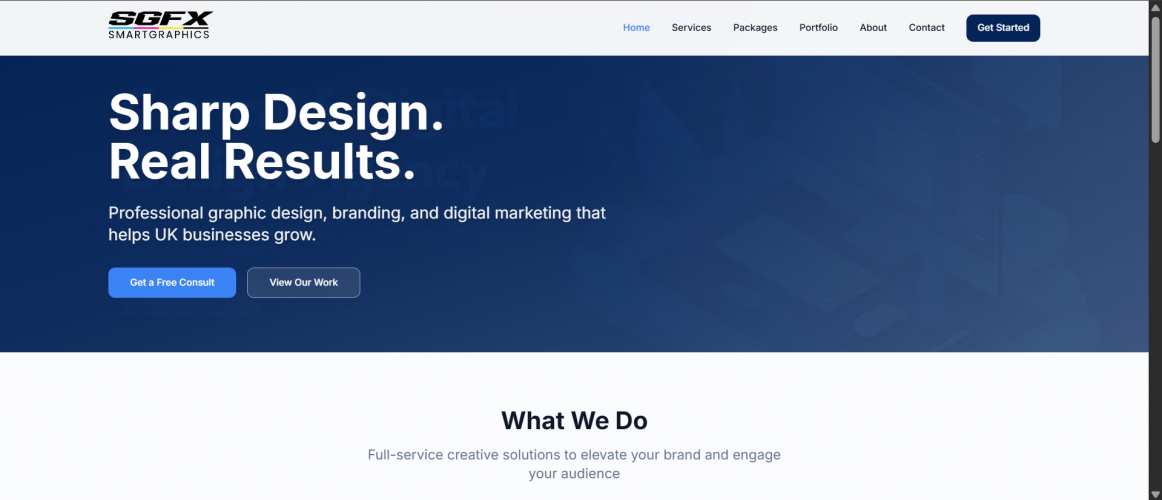 Smart Graphics UK Website Design screenshot 1