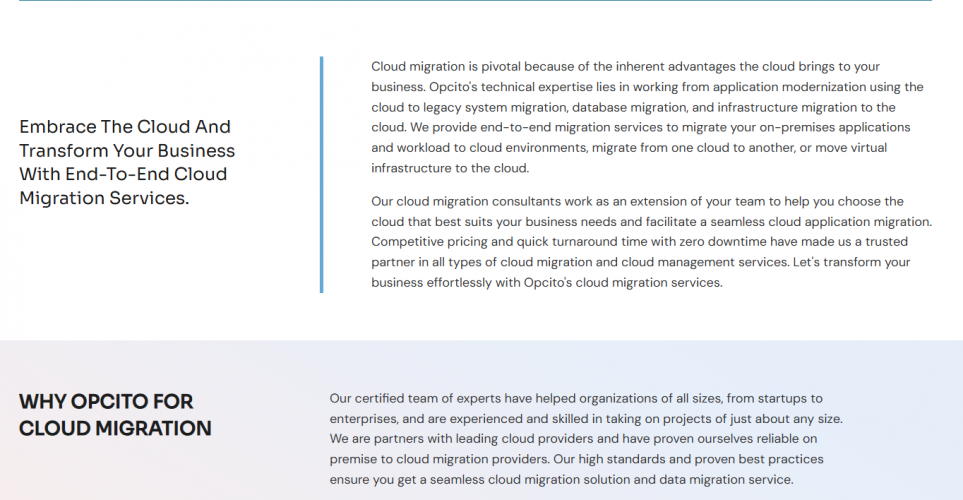 Cloud Migration Services | Opcito Technologies screenshot 1