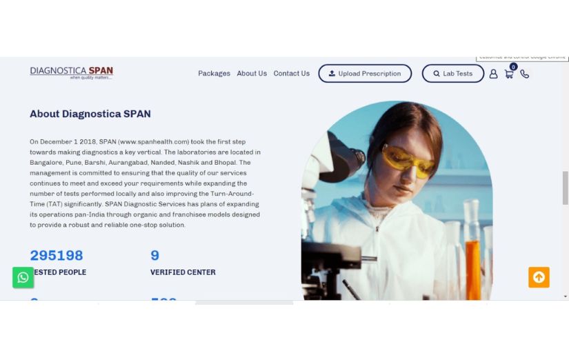 Diagnostica Span Website screenshot 1