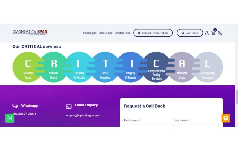 Diagnostica Span Website screenshot 2