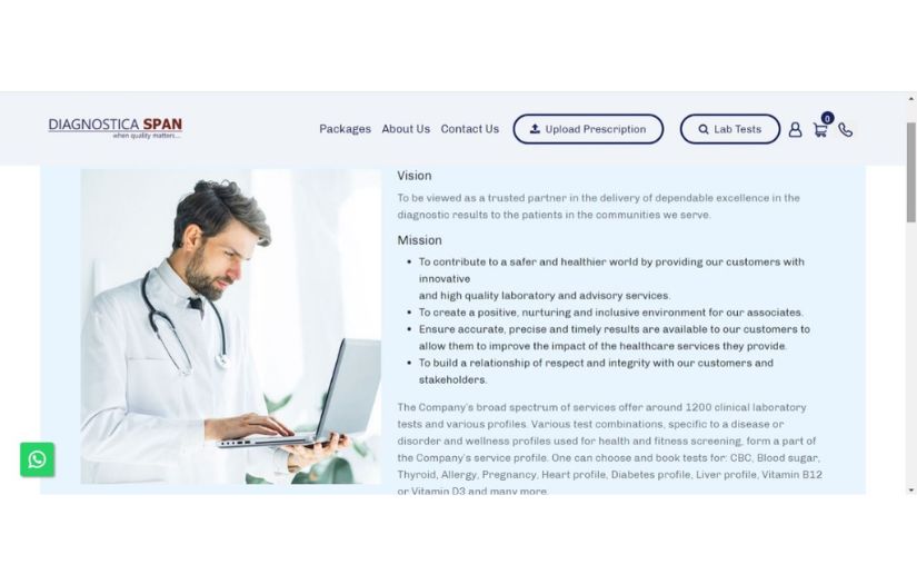 Diagnostica Span Website screenshot 3