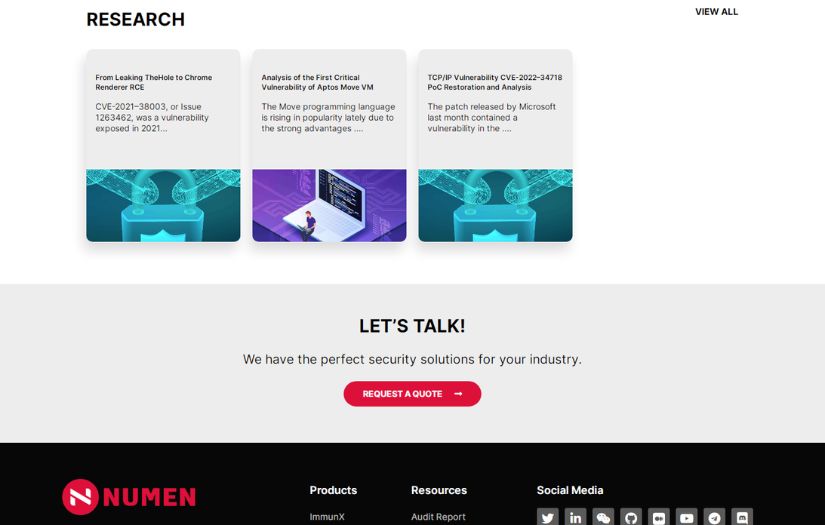 Numen Cyber Website screenshot 1