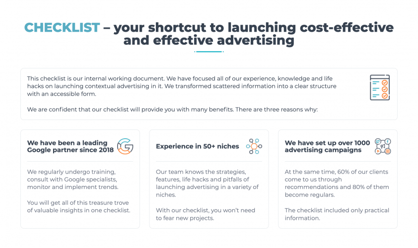 Checklist for setting up contextual advertising screenshot 1