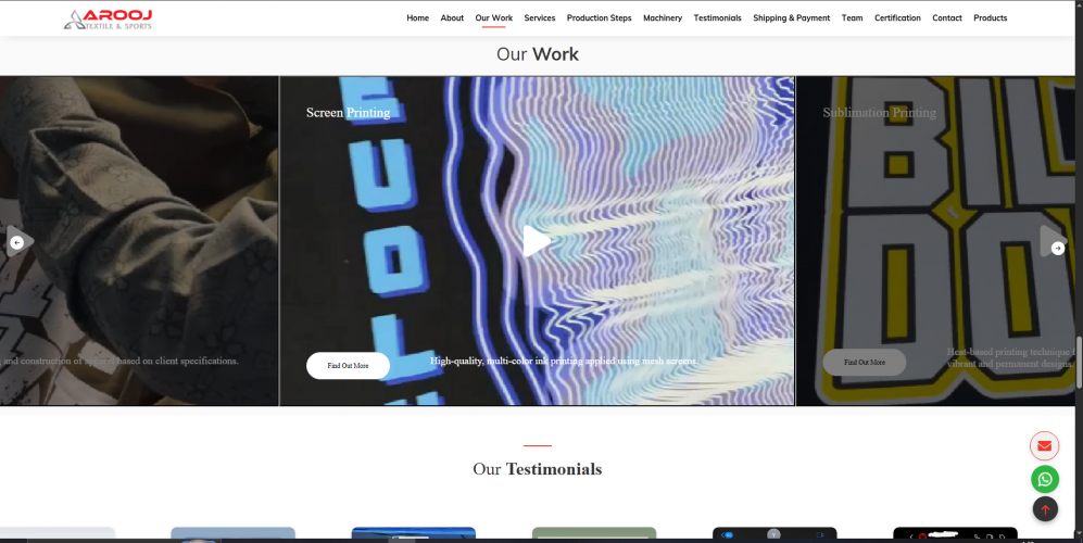 Arooj Textile Website Design & Development screenshot 2