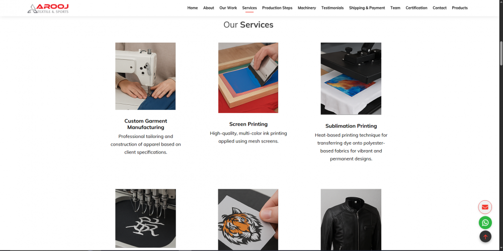 Arooj Textile Website Design & Development screenshot 1
