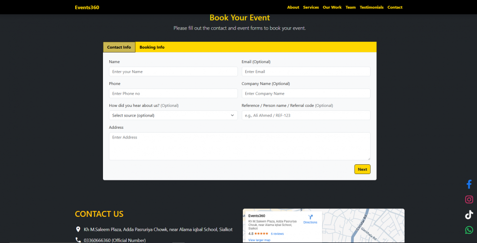 Events360Hub – One-Page Website Development screenshot 4