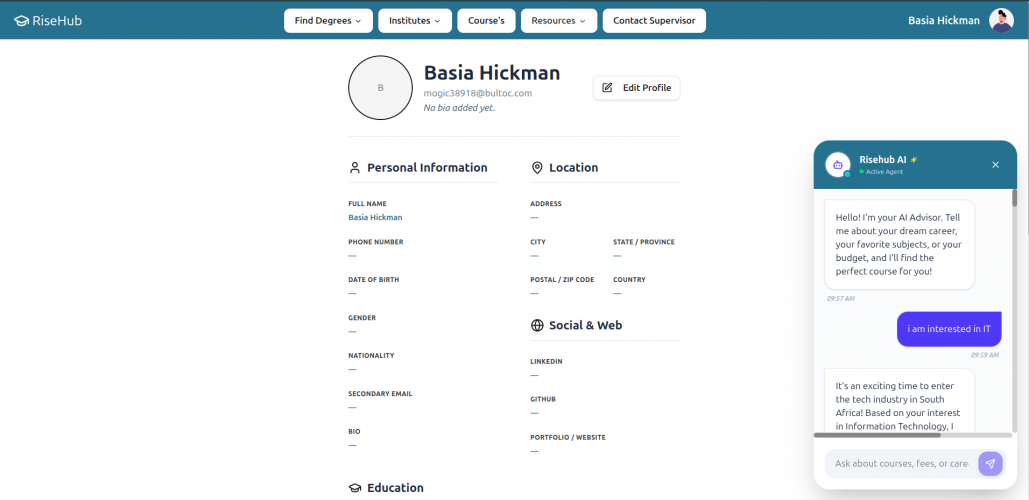 AI-powered pre-registration platform TVET colleges screenshot 1
