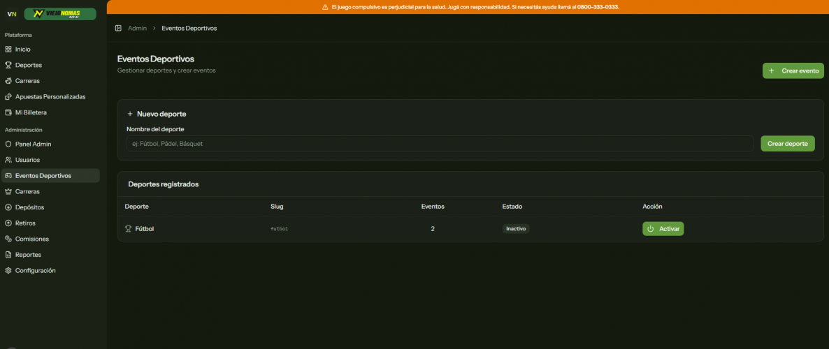 ViejoNoMás - Plataforma Integral de Apuestas Online screenshot 3
