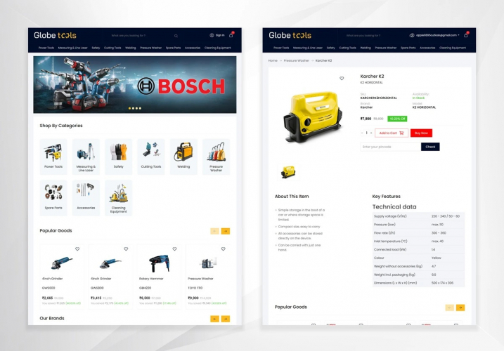 Globe Tools Ecommerce Website screenshot 1
