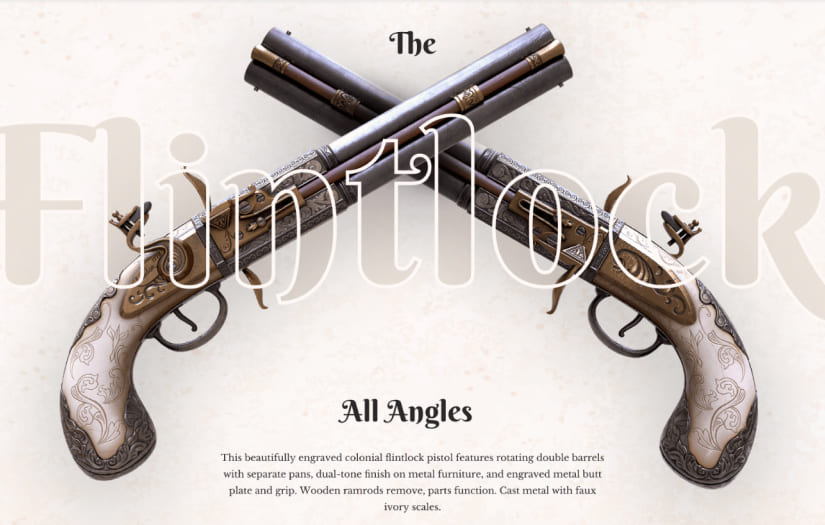 Flintlock Pistol 1750 | 3D Game-ready model screenshot 1