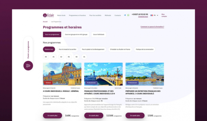Eclair Lingua School — Website Development screenshot 2