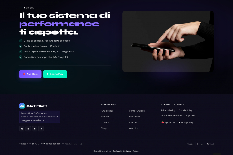 AETHER - Landing Page App AI screenshot 1