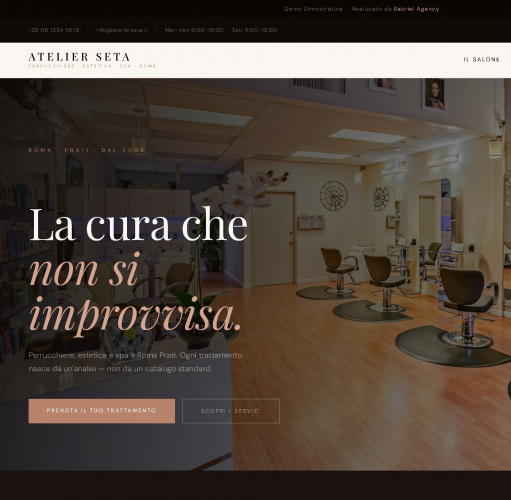 Atelier Seta - Sito Web Parrucchiere & Spa screenshot 2