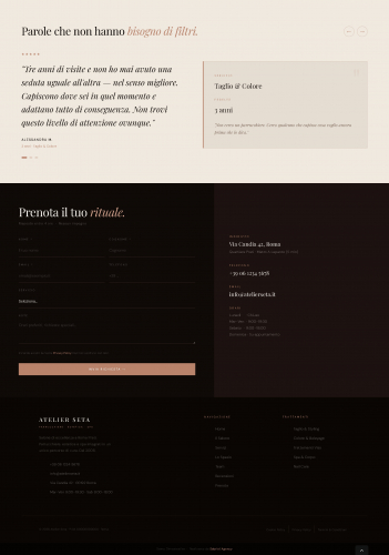 Atelier Seta - Sito Web Parrucchiere & Spa screenshot 1